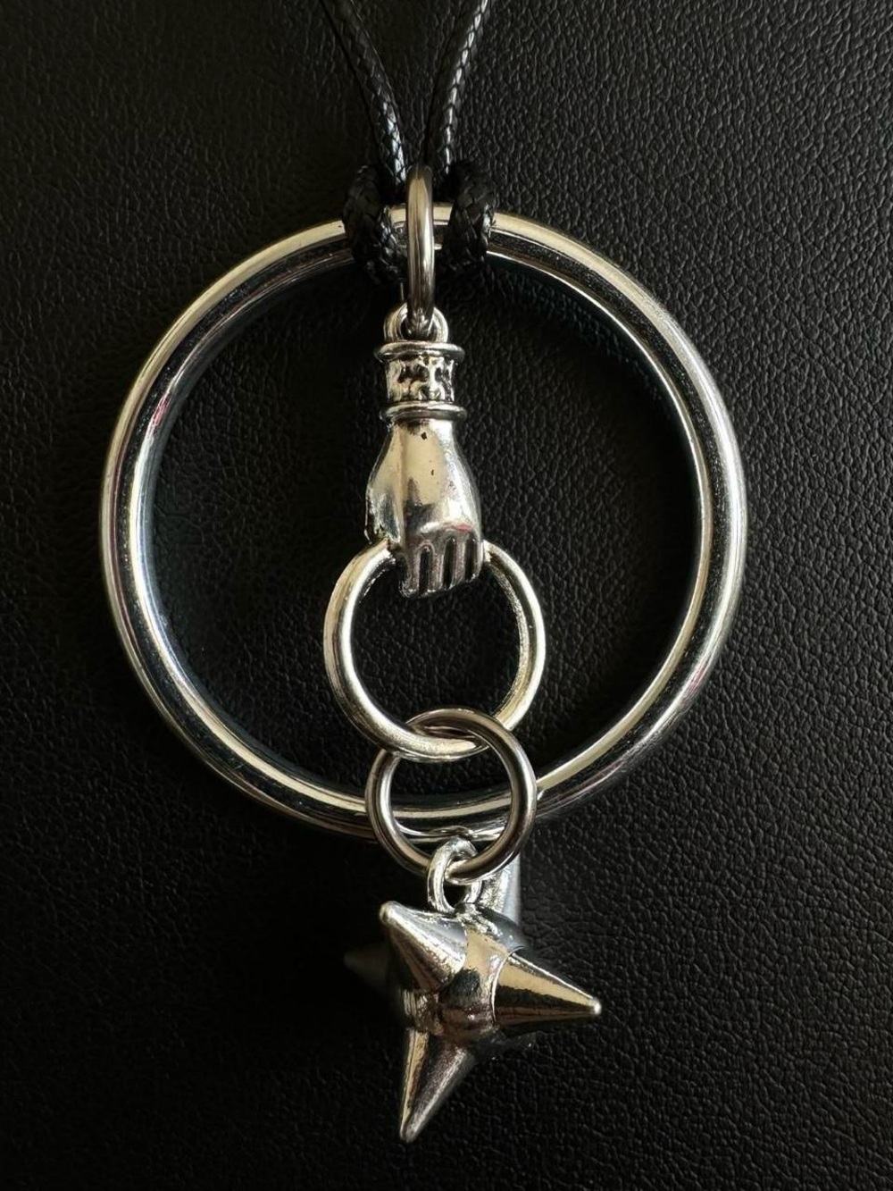 Gothic O ring Spike ball necklace